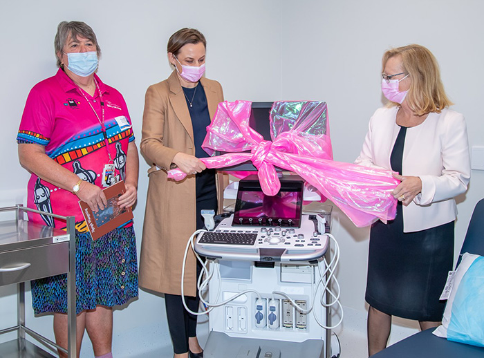 Minister for Health, the Hon Amber-Jade Sanderson, NMHS CE, Dr Shirley Bowen and Medical Director Radiology Dr Liz Wyllie launching new Breast Screen WA clinic